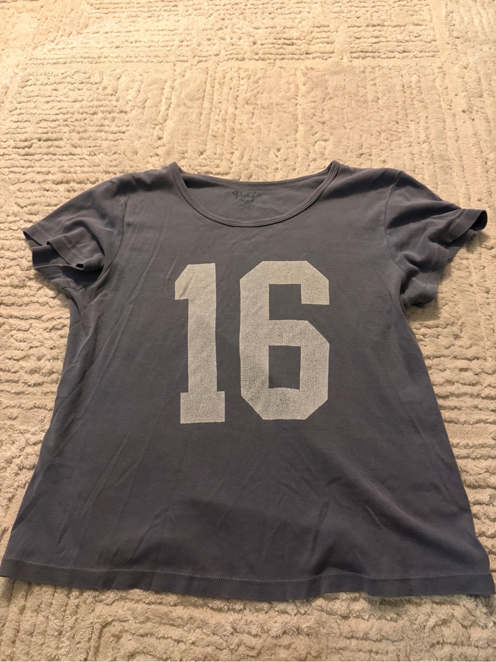Brandy Melville Blue Graphic '16' Short Sleeve Tee